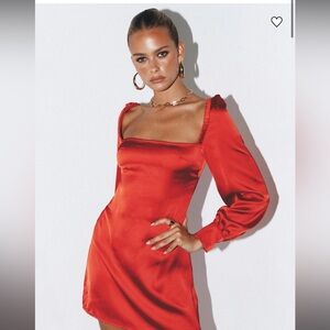 PRINCESS POLLY- COTTEE SATIN MINI DRESS RED